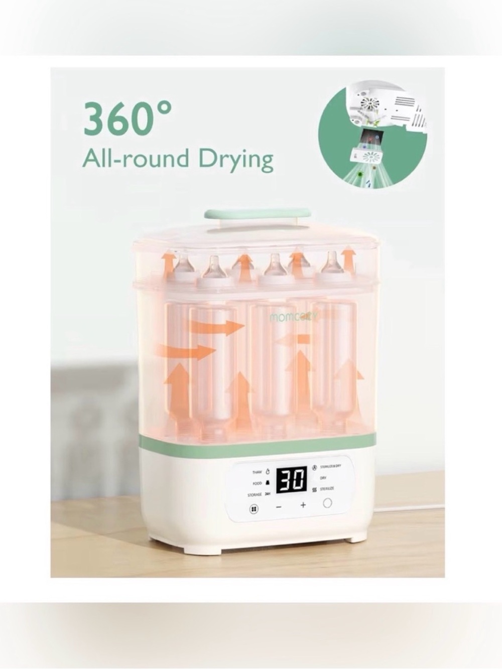 NIB - Momcozy Green and White Electric Baby Bottle Sterilizer - Picture 3 of 6